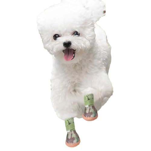 Paipeper Hundeschuhe für kleine Hunde, atmungsaktive Hundestiefel, Haustierpfotenschutz für heißen Bürgersteig und Winterschnee, Spaziergänge im Freien und Hartböden im Innenbereich (Schwarz/Grün von Paipeper