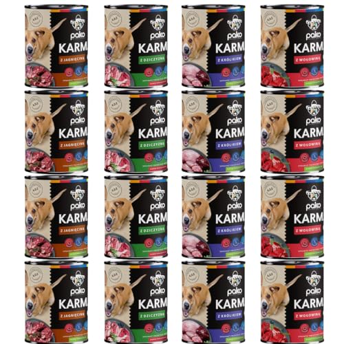 PAKO Nassfutter für Hunde | 24x800g | Mix aus 4 Geschmacksrichtungen | Vitamine und Mineralien von Pako