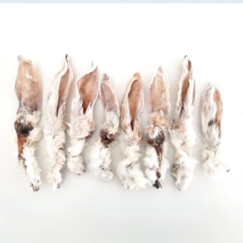 PAKO Natürlicher Kausnack für Hunde – Getrocknetes Kaninchenohr mit Fell, 10 Stück – Gesund und artgerecht für Erwachsene Hunde von Pako
