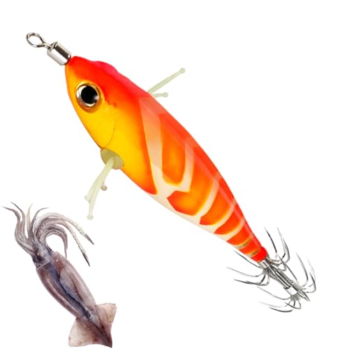 Palaufr Fishing Squid Köder | Leuchtende Shrimp-Köder Mit Jig-Technik | Schwimmköder Imitation Realist. fluoreszierender Angelköder für Enthusiasten Anfänger von Palaufr