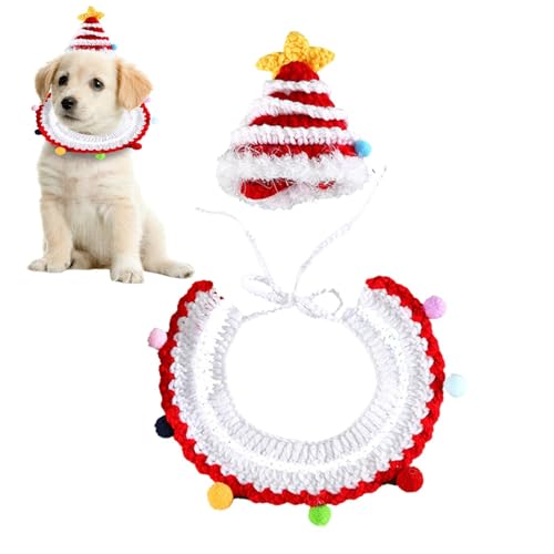 Palaufr Haustier-Weihnachtshalsband und Mütze, gestrickter Katzenhalsband-Schal, Weihnachten gestricktes Haustierhalsband, Mützen-, Handgewebte Katzenhalsbandmütze aus gestricktem Stoff für Palaufr Haustier-Weihnachtshalsband und Mütze, gestrickter Katzenhalsband-Schal, Weihnachten gestricktes Haustierhalsband, Mützen-, Handgewebte Katzenhalsbandmütze aus gestricktem Stoff für von Palaufr