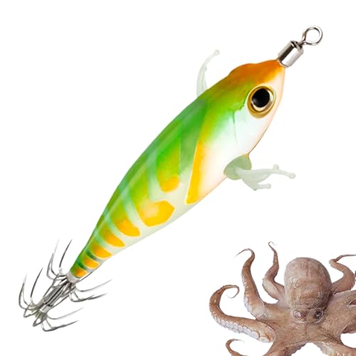 Palaufr Köder Für Tintenfisch - Leuchtende Shrimp-Köder Mit Jig-Technik - Schwimmköder Imitation Realist. fluoreszierender Angelköder für Enthusiasten Anfänger von Palaufr