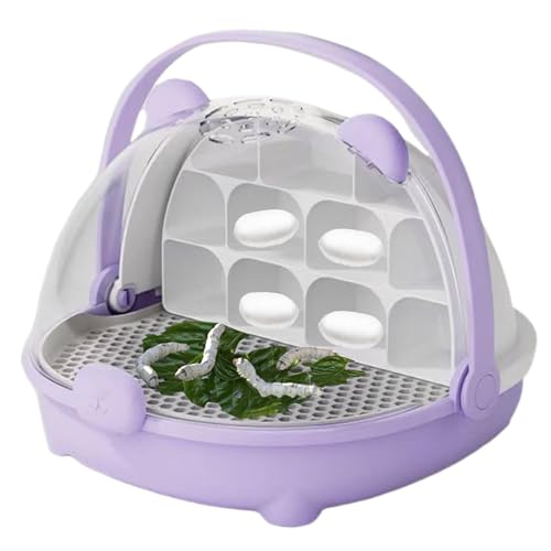 Palaufr Tier Habitat Cage, Reptilienzüchtertank, Transparenter Fütterungsbox -Transportbehälter mit Griff, Beobachten Sie Lebensraum für Käfigkäfigstierhause für Seidenraupe von Palaufr