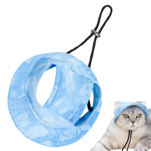 Sonnenhüte Für Katzen, Haustiermütze Mit Ohrlöchern, Verstellbar Sonnenschutz Hundemütze, Runde Haustier Fischerhut Für Welpen Kleine Hunde, Katzen Outdoor-Sport von Palaufr