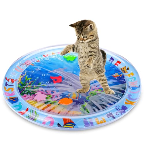 Palksky Wassersensorische Spielmatte für Indoor-Katzen - Interaktive Selbstspielmatte Kicker Spielzeug für gelangweilte Katzen - Blau Rund Palksky Wassersensorische Spielmatte für Indoor-Katzen - Interaktive Selbstspielmatte Kicker Spielzeug für gelangweilte Katzen - Blau Rund von Palksky