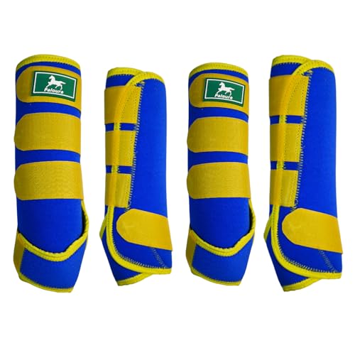 Equine Sport Pferdestiefel, Neopren-Beinschutz mit strapazierfähigen Klettverschlüssen, atmungsaktiv und bequeme Passform für Training, Reiten und Performance, Blau, Größe M, 4 Stück von Paloura