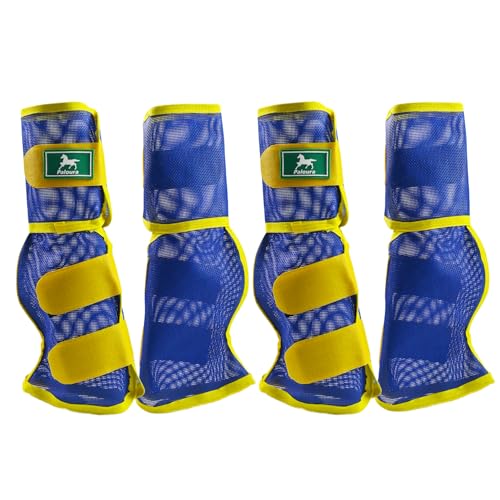 Fliegenstiefel für Pferde, 4er-Set, atmungsaktiver Netz-Beinschutz für den Sommer, mit belüftetem Design und ganztägigen Komfort (Blau, Größe L) von Paloura