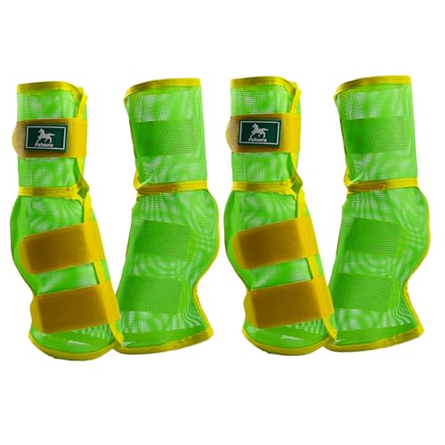 Fliegenstiefel für Pferde, 4er-Set, atmungsaktiver Netz-Beinschutz für den Sommer, mit belüftetem Design und ganztägigen Komfort (Grün, Größe L) von Paloura