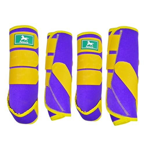 Paloura Equine Sport Pferdestiefel, Neopren-Beinschutz mit strapazierfähigen Klettverschlüssen, atmungsaktiv und bequeme Passform für Training, Reiten und Performance, Lila, Größe L, 4 Stück Paloura Equine Sport Pferdestiefel, Neopren-Beinschutz mit strapazierfähigen Klettverschlüssen, atmungsaktiv und bequeme Passform für Training, Reiten und Performance, Lila, Größe L, 4 Stück von Paloura