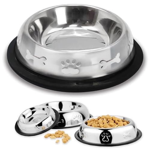 Palz&Co Edelstahl-Hundenapf mit rutschfester Gummiunterseite, langlebiges und stilvolles Design, Futter- und Wassernapf für Hunde und Katzen, spülmaschinenfest (XL 1,4 l) von Palz&Co