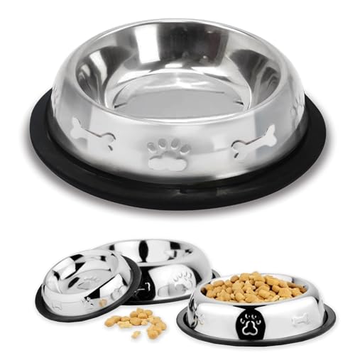 Palz&Co Edelstahl-Hundenapf mit rutschfester Gummiunterseite, langlebiges und stilvolles Design, Futter- und Wassernapf für Hunde und Katzen, spülmaschinenfest (groß, 900 ml) von Palz&Co