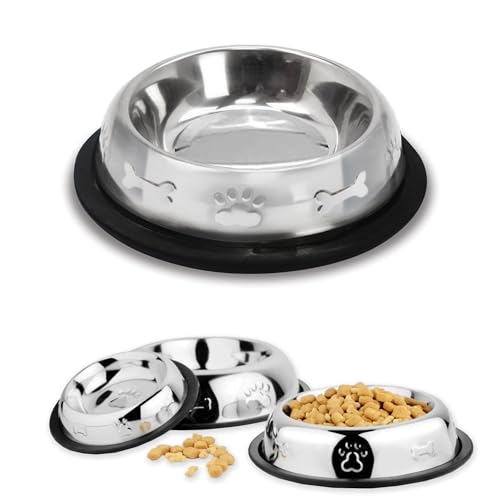 Palz&Co Edelstahl-Hundenapf mit rutschfester Gummiunterseite, langlebiges und stilvolles Design, Futter- und Wassernapf für Hunde und Katzen, spülmaschinenfest (klein, 473 ml) von Palz&Co