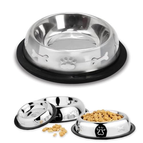 Palz&Co Edelstahl-Hundenapf mit rutschfester Gummiunterseite, langlebiges und stilvolles Design, Futter- und Wassernapf für Hunde und Katzen, spülmaschinenfest (mittelgroß, 680 ml) von Palz&Co