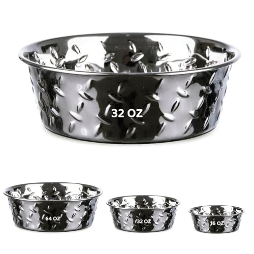 Palz&Co Futternapf aus Edelstahl, platingeprägt, rutschfest, kein Verschütten, Futter- und Wassernapf für Hunde, Katzen, Kleintiere, spülmaschinenfest (Medium Large 907.2 g) von Palz&Co