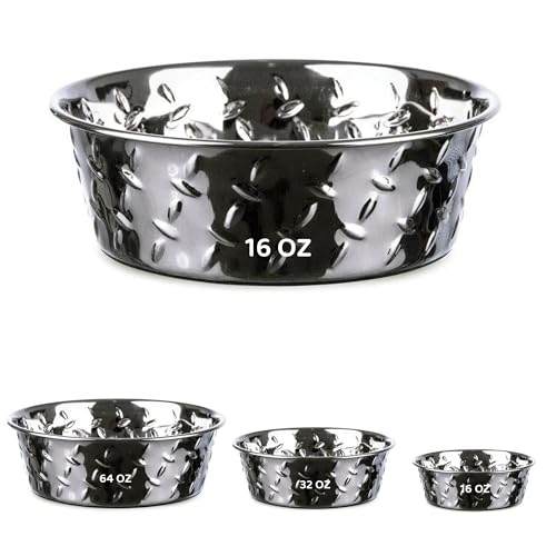 Palz&Co Futternapf aus Edelstahl, platingeprägt, rutschfest, kein Verschütten, Futter- und Wassernapf für Hunde, Katzen, Kleintiere, spülmaschinenfest (klein, 473 ml) von Palz&Co