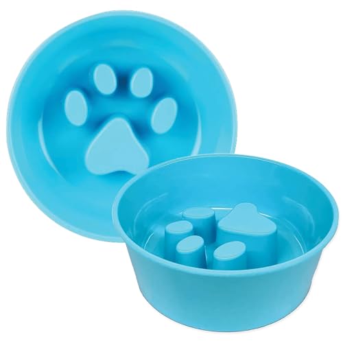 Palz&Co Melamin Slow Feeder Paw Puzzle Bowl, BPA-frei, rutschfest, spülmaschinenfest, verbessert die Verdauung und verhindert Blähungen, 680.4 g (Blau) von Palz&Co