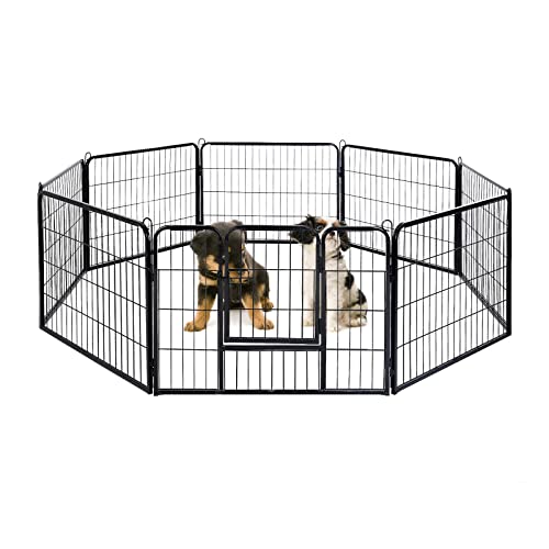 Panana Hunde-Laufgitter, strapazierfähig, für Hunde, Welpen, Katzen, Kaninchenzaun, faltbar, für den Innen- und Außenbereich (8 Paneele, 80 x 60 cm) von Panana