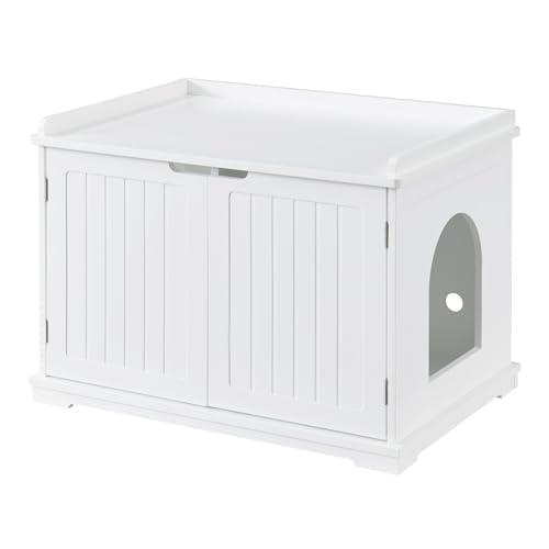 Panana Katzenschrank, Katzenklo Schrank, Katzenhaus mit 2 Tür und separater Trennwand Türeinstieg, Sitzbank, Katzenstreu-Aufbewahrungsbox, Weiß Panana Katzenschrank, Katzenklo Schrank, Katzenhaus mit 2 Tür und separater Trennwand Türeinstieg, Sitzbank, Katzenstreu-Aufbewahrungsbox, Weiß von Panana