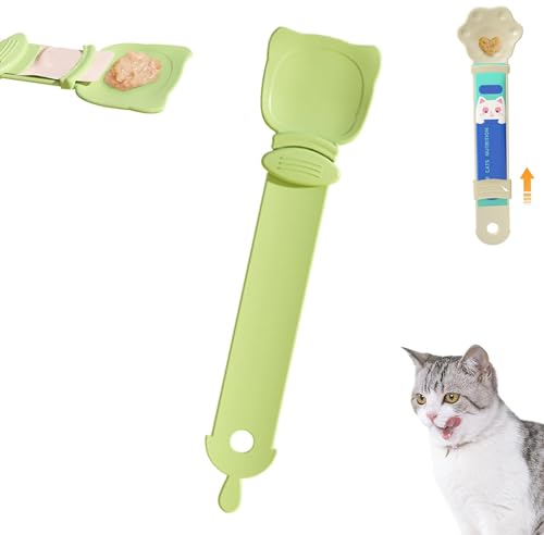 PandaXun Katzenfutterspender, gestreifter Quetschlöffel, Katzenfutter-Löffel mit Loch zum Aufhängen, multifunktionale Haustier-Löffel, Katzen-Nass-Leckerli-Löffel für Hunde und Katzen, Nassfutter von PandaXun