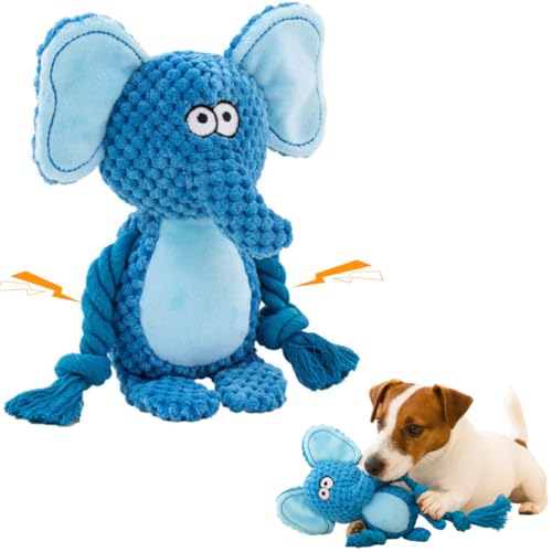 PandySarp Hundespielzeug aus Baumwollseil, quietschend, mit Knisterpapier, interaktives Plüsch-Kauspielzeug für kleine und mittelgroße Welpen, Elefanten-Design PandySarp Hundespielzeug aus Baumwollseil, quietschend, mit Knisterpapier, interaktives Plüsch-Kauspielzeug für kleine und mittelgroße Welpen, Elefanten-Design von PandySarp