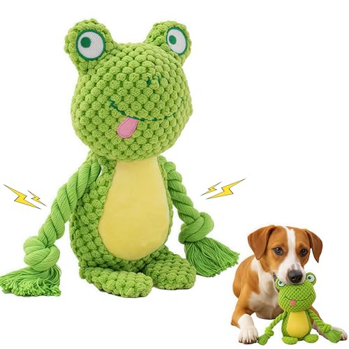 PandySarp Hundespielzeug aus Baumwollseil, quietschend, mit Knisterpapier, interaktives Plüsch-Kauspielzeug für kleine und mittelgroße Welpen, Frosch-Design PandySarp Hundespielzeug aus Baumwollseil, quietschend, mit Knisterpapier, interaktives Plüsch-Kauspielzeug für kleine und mittelgroße Welpen, Frosch-Design von PandySarp