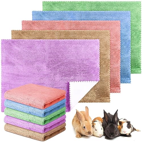 Panelee 10 Stück wasserdichte Meerschweinchen Decken Waschbare Haustier PIPI Unterlage Kleintier Schlafmatte Saugfähige Wiederverwendbare Meerschweinchen Käfig Einlagen (Mehrfarbig, 18 x 24 Zoll) von Panelee