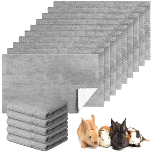 Panelee 10 Waschbare Hunde Decken Meerschweinchen Hasen Katze wasserdichte Kleintier PIPI Unterlage Haustier Wiederverwendbare Schlaf Decke Käfig Einlagen (Grau, 35 x 22 Zoll) von Panelee