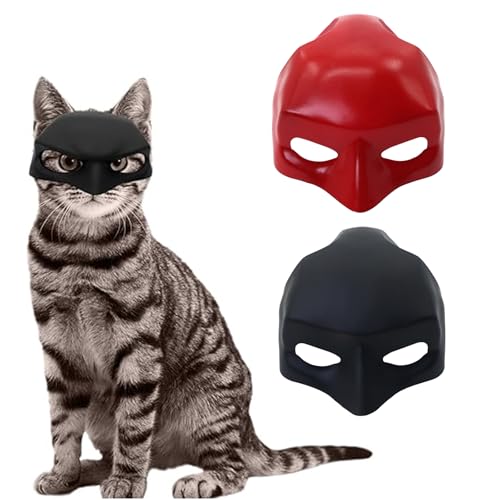 2 Stück Batcat Maske, Katzenmaske, Bat Maske für Katzen – 3D lustige Batman Mask, Fledermausmaske Haustierkostüm Kopfbedeckung für Halloween Cosplay Party (13CM) von PangWuu
