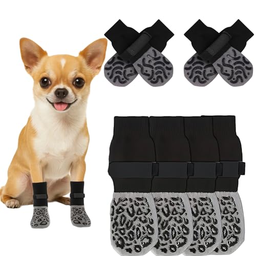 PangWuu 8 Hundesocken Anti Rutsch Set, Hunde Schuhe mit Pfotenschutz für Outdoor, Anti-Rutsch Hundesocken für Verletzungen und Leck-Schutz, 4X L Leopardenmuster & 4X M Raupe PangWuu 8 Hundesocken Anti Rutsch Set, Hunde Schuhe mit Pfotenschutz für Outdoor, Anti-Rutsch Hundesocken für Verletzungen und Leck-Schutz, 4X L Leopardenmuster & 4X M Raupe von PangWuu