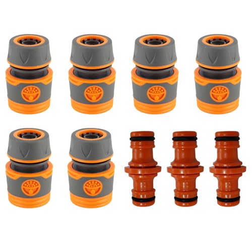 PangWuu 9 Stück Schlauchkupplung Set, 3/4 Zoll Gardena Kupplung, Schlauchverbinder 3/4 Zoll für Gartenbewässerung, Autowäsche und Terrassenreinigung, PVC Schlauchanschluss von PangWuu