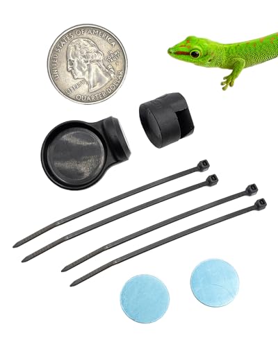 Pangea Microdish Kit für Gecko-Fütterung, winziger Wassernapf für Mikro-Geckos, Anoles und andere kleine Reptilien, Reißverschluss-Binde-Befestigung, Haustiernapf, 3,8 x 1,9 cm (S-Zweighalterung) von Pangea