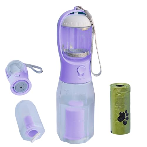 PANJAL Tragbare Hunde-Wasserflasche, 600 ml, 4-in-1-Multifunktion, auslaufsicher, BPA-frei, Kotbeutelspender, Snack-Fach, Kohlefilter – Outdoor-Spaziergänge, Wandern, Reisen – Türkis (Levander-600 ml PANJAL Tragbare Hunde-Wasserflasche, 600 ml, 4-in-1-Multifunktion, auslaufsicher, BPA-frei, Kotbeutelspender, Snack-Fach, Kohlefilter – Outdoor-Spaziergänge, Wandern, Reisen – Türkis (Levander-600 ml von Panjal