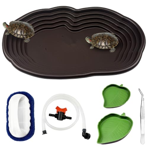 Pansente Schildkröten-Wasserschale mit Rampe, Wassernäpfe in Blattform, für Reptilien, Baden, Pool, Schildkröte, Habitat, Zubehör, geeignet für Schildkröten, Hörner, Frösche, Eidechsen, 6 Stück Pansente Schildkröten-Wasserschale mit Rampe, Wassernäpfe in Blattform, für Reptilien, Baden, Pool, Schildkröte, Habitat, Zubehör, geeignet für Schildkröten, Hörner, Frösche, Eidechsen, 6 Stück von Pansente