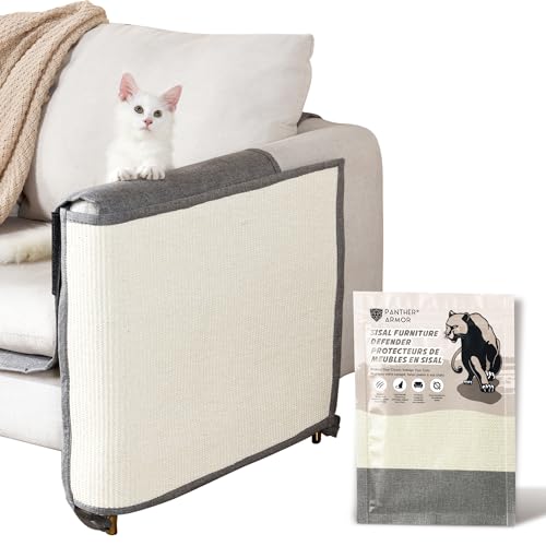 PANTHER ARMOR Sisal Furniture Defender for Couch Arms [Left Arm in Grey] Scratching Post for Divano to Stop Cats from Scratching Furniture von Panther Armor