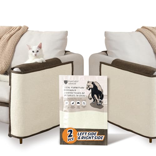 Panther Armor Kratzmatte & Kratzschutz für die Katze - Natürlicher Sisal Kratzteppich & Kratzmöglichkeit für das Sofa - Katzen Couch Abdeckung von Panther Armor