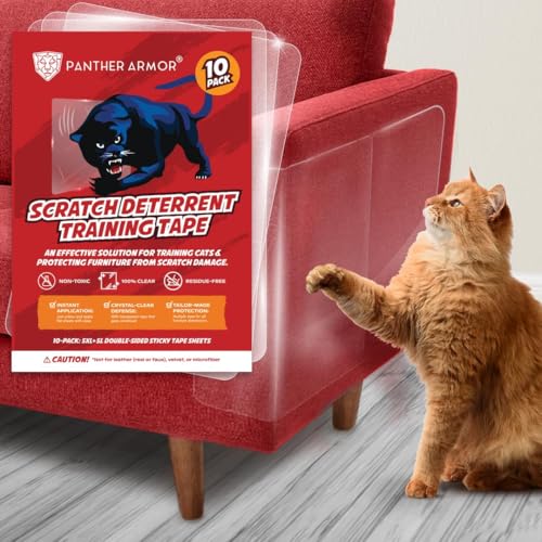 Panther Armor Kratzschutz Sofa Katze, 10 Stück Anti Kratz Folie für Katzen, Katzenkratzabwehr- und Trainingsband von Panther Armor