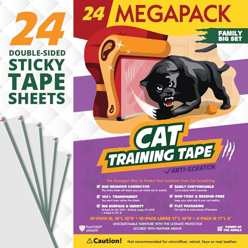 Panther Armor Kratzschutz Sofa Katze, 24 Stück Anti Kratz Folie für Katzen, Katzenkratzabwehr- und Trainingsband Panther Armor Kratzschutz Sofa Katze, 24 Stück Anti Kratz Folie für Katzen, Katzenkratzabwehr- und Trainingsband von Panther Armor