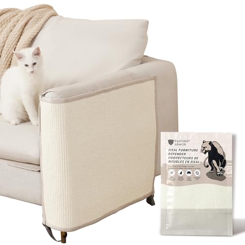 Panther Armor Kratzmatte & Kratzschutz für die Katze - Natürlicher Sisal Kratzteppich & Kratzmöglichkeit für das Sofa - Katzen Couch Abdeckung von Panther Armor