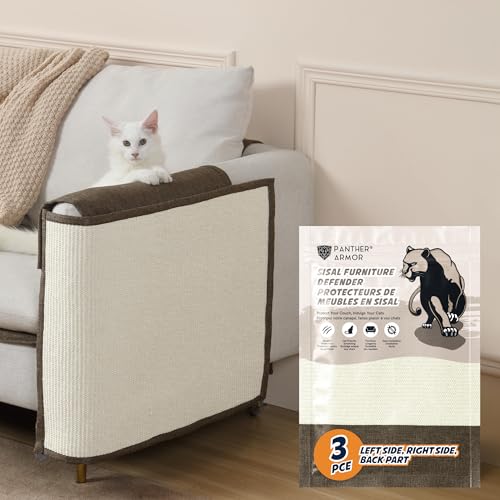 Panther Armor Kratzmatte & Kratzschutz für die Katze - Natürlicher Sisal Kratzteppich & Kratzmöglichkeit für das Sofa - Katzen Couch Abdeckung von Panther Armor