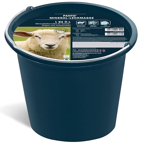 PANTO Mineralleckeimer L92 20kg – Leckschale für Schafe, Ziegen und Schalenwild, Leckstein ohne Kupfer mit Selen und Zink von PANTO