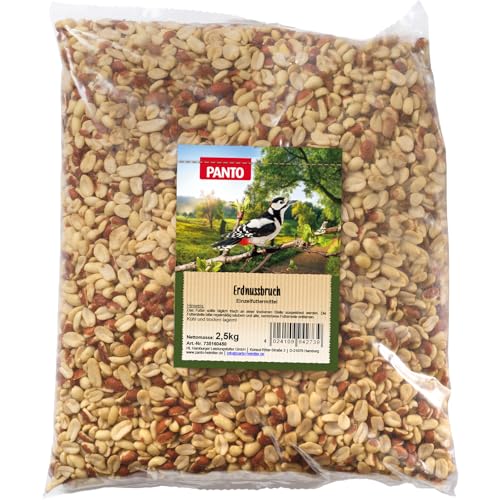 PANTO Erdnussbruch Vogelfutter 7 x 2,5 kg – energiereiches Vogelfutter aus Erdnusskernen, Wildvogelfutter aus halben & ganzen Erdnüssen für Futterplätze & Vogelhäuschen von PANTO