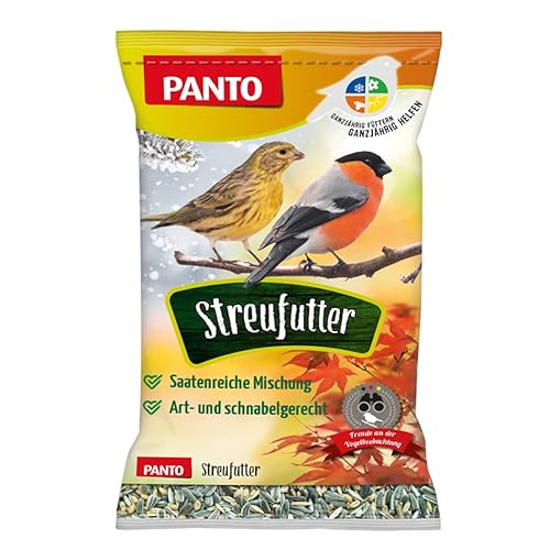 PANTO Streufutter für Wildvögel 6 x 2,5 kg – Vogelfutter aus Sonnenblumenkernen, Getreide & Nüssen für Körnerfresser, ganzjähriges Wildvogelfutter für Futterstellen von PANTO