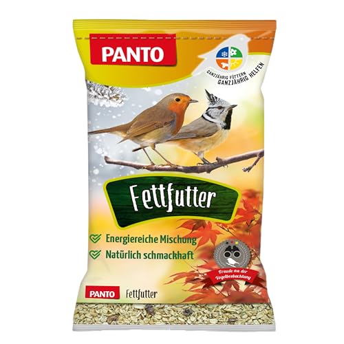 PANTO Fettfutter für Wildvögel 1 kg – energiereiches Vogel Fettfutter mit Erdnüssen, Getreide & Früchten, ganzjähriges Wildvogelfutter für Körner- und Weichfresser von PANTO