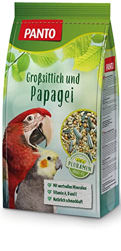 PANTO Großsittich- und Papageienfutter mit Pluramin, 25 kg - Bunte Saatenmischung für Papageien und Großsittichen, Vogelfutter mit Sonnenblumenkernen von PANTO