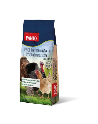 PANTO Hühnerfutter Putenmastkorn PMK/Hähnchenmastkorn HMK 25 kg – gekörntes Geflügelfutter (3mm) für die Mast- Alleinfuttermittel für Hühner, Gänse, Enten, Pute von PANTO