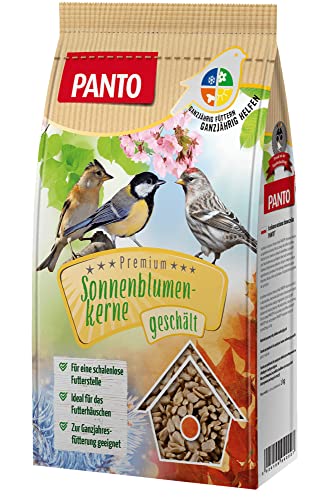 PANTO Sonnenblumenkerne geschält 5 x 1 kg – Wildvogelfutter aus reinen, schalenlosen Sonnenblumenkernen, ganzjähriges Vogelfutter für Futterplätze & Vogelhäuschen von PANTO