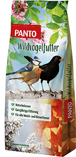 PANTO Vier-Jahreszeiten-Futter – 25 kg Vogelfutter für Futterhäuschen, Streufutter für Vögel mit Sonnenblumenkernen, Erdnüssen, Getreideflocken von PANTO