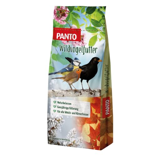 PANTO Wildvogelfutter Power Mix – 20 kg Vogelfutter für Futterhäuschen, Streufutter für Vögel mit Sonnenblumenkernen, Erdnüssen, Rosinen, Getreideflocken von PANTO