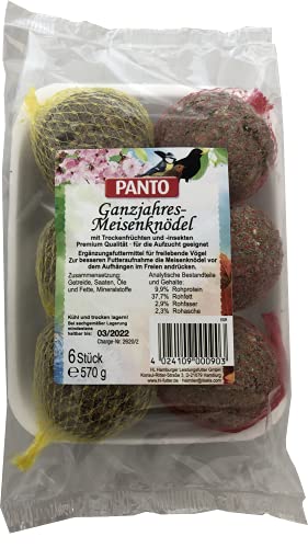 Panto Wildvogelfutter, Ganzjahresknödel 6 Stück im Netz, 8er Pack (8 x 570 g) von Panto