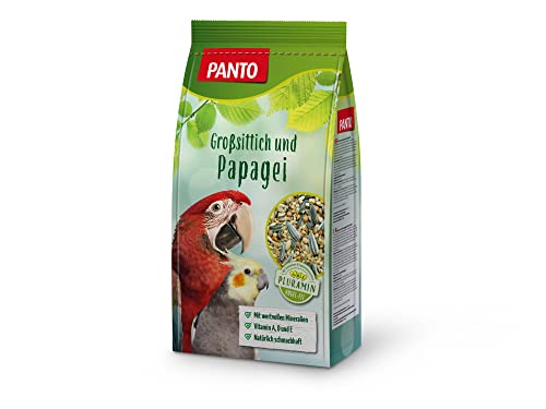 PANTO Großsittich- und Papageienfutter mit Pluramin, 5x1 kg - Bunte Saatenmischung für Papageien und Großsittichen, Vogelfutter mit Sonnenblumenkernen von PANTO